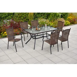Merxx Roma Gartenmöbel-Set 7-tlg. Gartentisch 150 x 85 cm