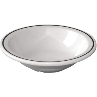 Olympia Kristallon Melamin-Schalen-Set 150 mm (12 Stück), Weiß mit schwarzem Band – kratz-, splitter- und schmutzabweisend – ideales Geschirr für Schulen und Pflegeheime, DP985