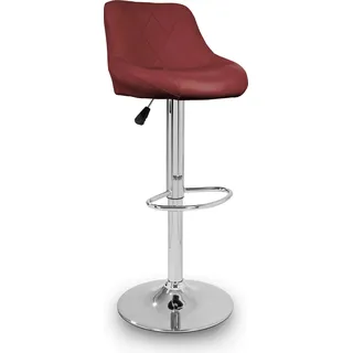 Aga Barhocker Burgundy  aus Kunstleder 360° drehbar höhenverstellbar, Barstuhl, Küchenhocker, Barhocker, Barstuhl, Bistrohocker - Rot