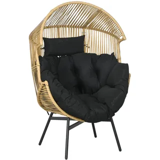 Outsunny Gartensessel in Eiform, 120 kg belastbar, für Terrasse, Garten, Sand , Sandfarben , Kunststoff , 75x143x89 cm , Gartenmöbel, Gartensessel, Gartenstühle