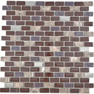 Glasmosaik Naturstein Edelstahl Mosaikfliese Braun WB87-0013 1 Matte