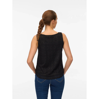 Spitzentop VERO MODA "VMMAYA TANK TOP JRS VO", Damen, Gr. XS, schwarz, Jersey, Obermaterial: 95% Polyester, 5% Elasthan, unifarben, regular fit normal, Rundhals, Tops Spitzentop, Materialmix, regular fit