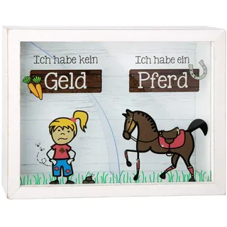 GILDE MDF Spardose Pferdegeld, 22x4,2x17cm, weiß