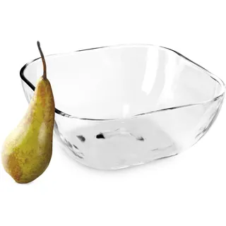 KADAX Glasschüssel, eckige Obstschale aus robustem Glas, Salatschüssel in 3 verschiedenen Größen, Spülmaschinenfeste Glasschale, transparente Snackschale für Obst (20cm, 1, stück)