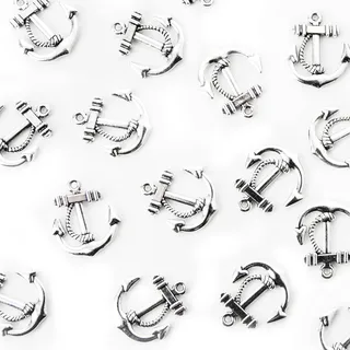 Anker Streudeko, 24 Stück: Mini Anker aus Metall, Maritime Deko, Tischdeko Flach, Dekoration Badezimmer Maritim, Maritimdeko Bad & Wohnzimmer, Sommer, Strand & Meer, Mit Öse, Baddeko Klein, 2,2 cm