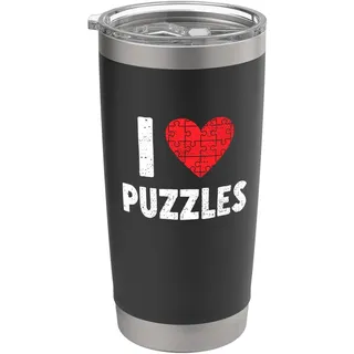 I Love Puzzles - Puzzleteile Herz Puzzle Liebhaber Doppelwandiger Edelstahl-Thermobecher