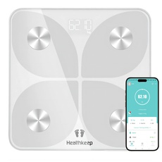 Digital Personenwaagen Bluetooth Körperanalysewaage mit App Smart Waage für Körperfett, BMI, Muskelmasse, Protein, BMR 28cm*28cm