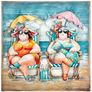 Gilde "Bild quadratisch Sun Ladies mehrfarbig", Strandbilder 1 Stk. tlg. Strandfrauen Sommerfeeling Sonnenhut Urlaubsmotiv Lifestyle-Deko, farbe bild(er): mehrfarbig),