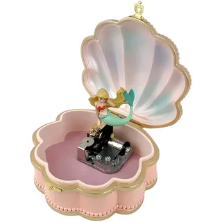 Trousselier - Meerjungfrau in Muschel – Musikbox zum Sammeln – kleine Schmuckschatulle mit Musik – Vintage – ideales Geschenk für Mädchen – Musik Schwanensee – Farbe: Rosa