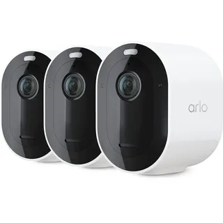 Arlo Pro 5S 2K Spotlight Kamera – Kabellose Heim-Sicherheitskamera mit Strahler, Farb-Nachtsicht, Dualband-WLAN und 2-Wege-Audio – Weiß, 3 Stück, VMC4360P