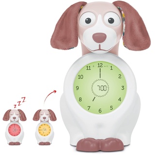 Zazu Kids Davy Hund - Pädagogischer Wecker & Schlaftrainer für Kinder, LED Kinderwecker, Intelligentes Schlafen & Aufwachen, Mädchen & Jungen (Rosa)