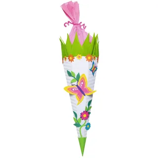 Ursus 9850016 - Schultüte Bastelset Schmetterling, sechseckig, Höhe ca. 68 cm, Duchmesser ca. 20 cm, inklusive Bastelanleitung und Vorlagebogen, zum Selbstbasteln, ideal für die Einschuluung