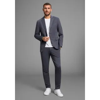 Anzug BRUNO BANANI "Jersey", Herren, Gr. 48, N-Gr, blau (blau melange), Jersey, Obermaterial: 60% Polyester, 35% Viskose, 5% Elasthan. Futter: 100% Polyester, gepflegt, normal, Anzüge Anzug, elastische Qualität