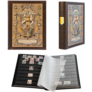 Prophila Collection Nostalgie-Album 60 Schwarze Einsteckseiten für Briefmarken