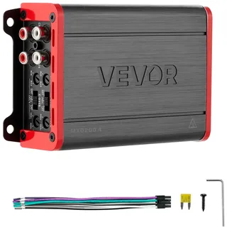 Vevor Autoverstärker 4-Kanal, Endstufe Klasse D Überbrückbar, Max. 4 x 120 W an 4 Ohm / 4 x 200 W an 2 Ohm, Hochleistungsverstärker für SUVs Pickups Geländewagen Mehrkanal-Audioverstärker