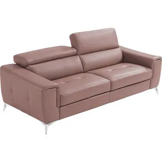 Egoitaliano Schlafsofa »Francine Designsofa, Loungesofa mit Dauerschlaffunktion, Breite 233 cm« mit Bettfunktion, Leder »BULL« safari, Fußfarbe chrom, beige