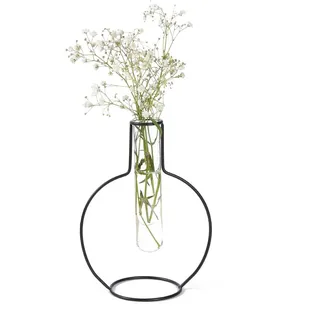 Balvi Blumenvase Round Silhouette Farbe Schwarz Dekorative Vase aus Glas und Metall Originelle Blumen