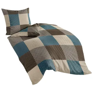 BIERBAUM Bettwäsche 6277, Fein-Biber, 100% Baumwolle, Designed in Germany, mokka 04, 135x200 + 80x80 cm