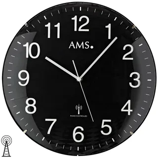 AMS Funk-Wanduhr, Funkwerk, D32x5cm, 5959 - Schwarz