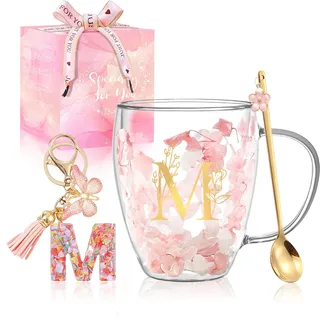 Geschenke für Frauen Latte Macchiato Gläser Geburtstagsgeschenk für Frauen Doppelwandige Kaffeegläser Personalisierte Weihnachten Valentinstag Muttertag Geschenk für Beste Freundin Schwester Teegläser