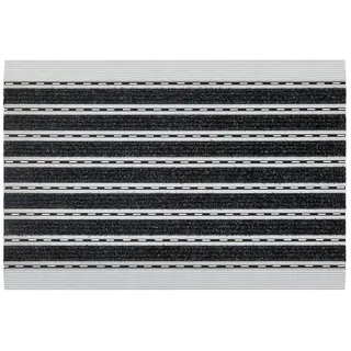 PANA® Große Aluminium Türmatte - Mit Schmutzfang-Einlage - 42x60cm - Grau | Fußmatte mit Nadelfilz Bürsten - Für Außen & Innen - Robuster Alu-Rahmen - Haustür Schmutzfangmatte - Wetterfest & rostfrei