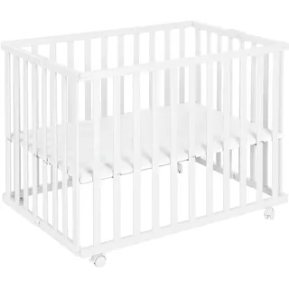 roba Laufgitter klappbar 75 x 100 cm Babymöbel, Laufstall weiß Holzwerkstoff, Rechteckig, 74x72.5x100 - Holz