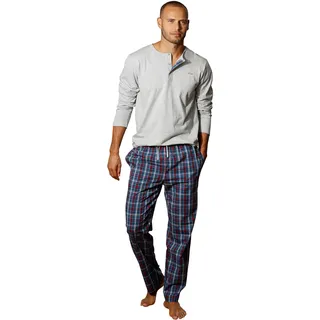 s.Oliver Pyjama 1 Stück, 2 tlg. Schlafanzug in langer Form mit Knopfleiste, grau