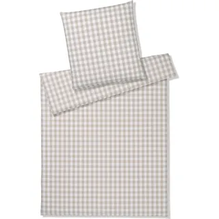 Elegante Web-Perkal-Bettwäsche-Garnitur 7021 Quadro  Farbe Clay Größe 155x220 cm + 40x80cm