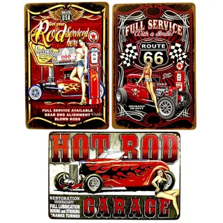 3 x 1 DiiliHiiri Poster für harte und raue Männer, 30 x 20 cm, dekorative Schilder, Retro-Garagendekoration, mechanisches Geschenk, Oldtimer (2635-250-282-316)