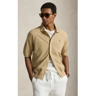 Polo Ralph Lauren für Herren. 710B18514002 Beiges Sport-Hemd (L), Lässig, Baumwolle, Kurzarm
