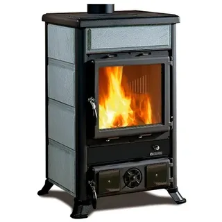 La Nordica-Extraflame Rossella R1 Stahl Grau/Abdeckplatte Naturstein