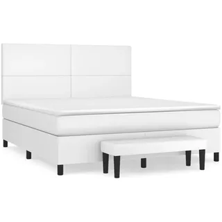 vidaXL Boxspringbett mit Matratze Weiß 160x200 cm Kunstleder - Weiß