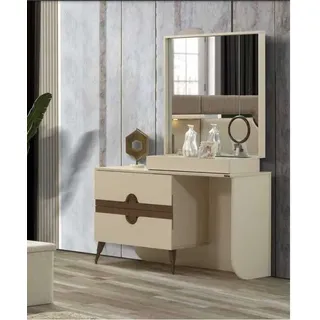 Beige Schminktisch mit Spiegel Schlafzimmer Möbel Design Konso lNeu