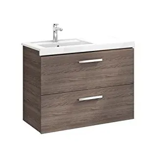 Roca Waschtisch Unik (Regal Grundlage mit zwei Schubladen und links) – Serie Prisma, anthrazit