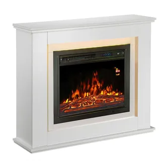 Juskys Elektrokamin 2000W rechteckig weiß mit Flammeneffekt , Weiß , Holz , 100x82x28 cm , Elektrogeräte, Heizgeräte, Elektrokamine