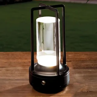 LED Tischlampe "Industrial" schwarz, kabellos mit Touch Dimmer, Nachttischlampe, Akku Tischleuchte, Nachtlicht dimmbar, USB aufladbar - Schwarz