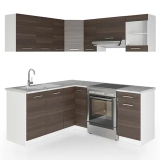 Vicco Winkelküche L-Form 187 x 167 cm Weiß/Edelgrau