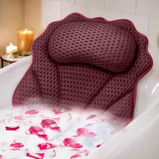 Badewannenkissen RUVINCE Ergonomisches Luxus-Badewannenkissen mit Kopf-, Nacken-, Schulter- und Rückenstütze, 4D-Badekissen für Badewanne mit 6 leistungsstarken Saugnäpfen, passend für alle