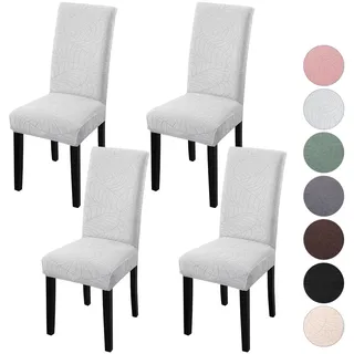 YISUN Stretch Stuhlhussen 4er Set Universal Jacquard Blätter Stuhlhusse, Elastische Hussen für Stühle, Abnehmbarer Waschbarer Stuhlbezüge für Schwingstuhl Hotel Bankett Küche Haus Hochzeit Party