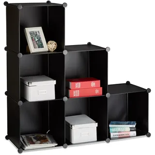 Relaxdays Stufenregal Raumteiler 110 x 110 x 35 cm Schwarz