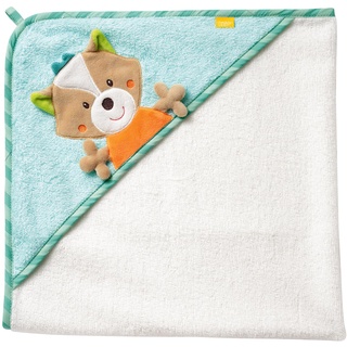 Fehn Badetuch Sleeping Forest - Badehandtuch Kinder Poncho aus Baumwolle - Handtuch mit süßem Fuchs - Babybadetuch mit Kapuze für Babys und Kleinkinder ab 0+ Monaten – Kapuzenhandtuch 80 x 80 cm