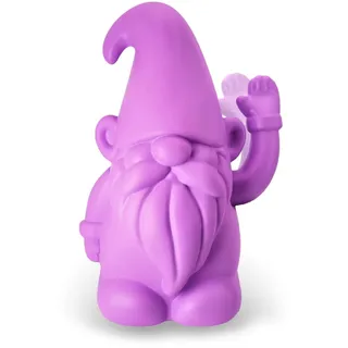 Fluffy Dreams Winkender Deko-Zwerg, 16 cm - Lustige Gartenzwerg-Deko, Wackelfigur aus mattem Kunststoff, Zwergskulptur für Fensterbank, Regal, Tisch | Batteriebetrieben, lila