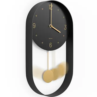 Driini Moderne Pendel-Wanduhr – dekorativer und einzigartiger Metallrahmen mit 20,3 cm Ziffernblatt – zeitgemäßes, minimalistisches Design mit geräuschlosem Batteriebetrieb – inklusive schwarzem und