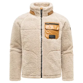 Plüschjacke STONE HARBOUR "Plüschjacke Sorees XX", Herren, Gr. 3XL, beige (bone), Obermaterial: 100% Polyester PES.  Obermaterial: Futter: 100% Polyester PES. 100% Polyester PES., gerade hüftbedeckend, Ärmel ohne Ärmelschlitz abgesteppte Kante, Jacken Plüschjacke, Warme Herren Winterjacke aus weichem Teddy-Fleece