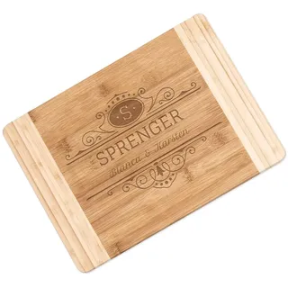 Maverton Bambus Holzbrett mit Gravur, Schneidebrett, Küchenbrett | Größe: 35x25 cm, groß und massiv, für Paare, zum Hochzeitstag, zur Hochzeit, zu Weihnachten, Ornament