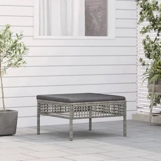 The Living Store Gartenhocker mit Kissen Grau Poly Rattan - Grau