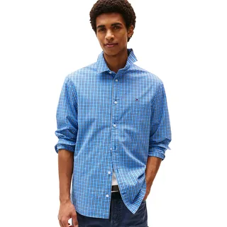 Tommy Hilfiger Tommy Jeans Herren TJM Essnt Poplin Reg EXT Dm0dm21693 L/S Shirt, Blue (Copenhagen Blue Medium Check), XXL EU