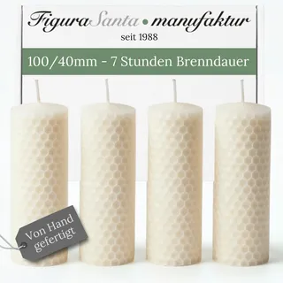 Bienenwachskerzen Adventskerzen 4er Set Kerzen Adventskranz Stumpenkerzen aus 100% Bienenwachs-Platten Weihnachtskerzen | Größe: 10x4 cm lange Brennndauer ca. 7 h