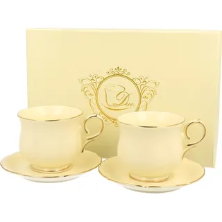 DUO ECRU 2er-Set Espressotassen 150 ml CLARK mit Untertassen, New Bone China Porzellan - Beige