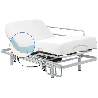 Gerialife® Verstärktes Gelenkbett, 5 flach, mit viskoelastischer Matratze Tencel, (90 x 200, Kabelfernbedienung + Geländer)